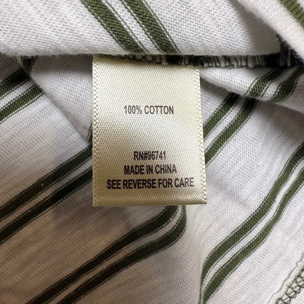 NWT Tru Self Womens Striped Tunic Top Olive Green White XL W Button Shoulder - Picture 6 of 7